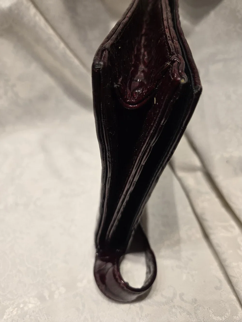BCBG MAXAZRIA Italy Croc-Embossed Genuine Leather Shoulder Bag in Deep Burgundy